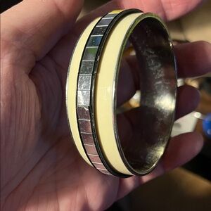 Ann Taylor Yellow Enamel and Silver Tile Bangle Bracelet 1328